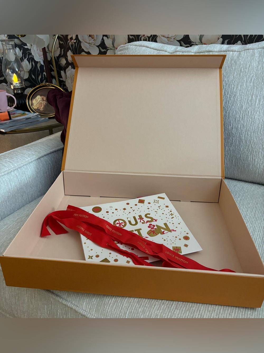 Louis Vuitton Empty Gift Box Set with Ribbon & Holiday Gift Bag – New